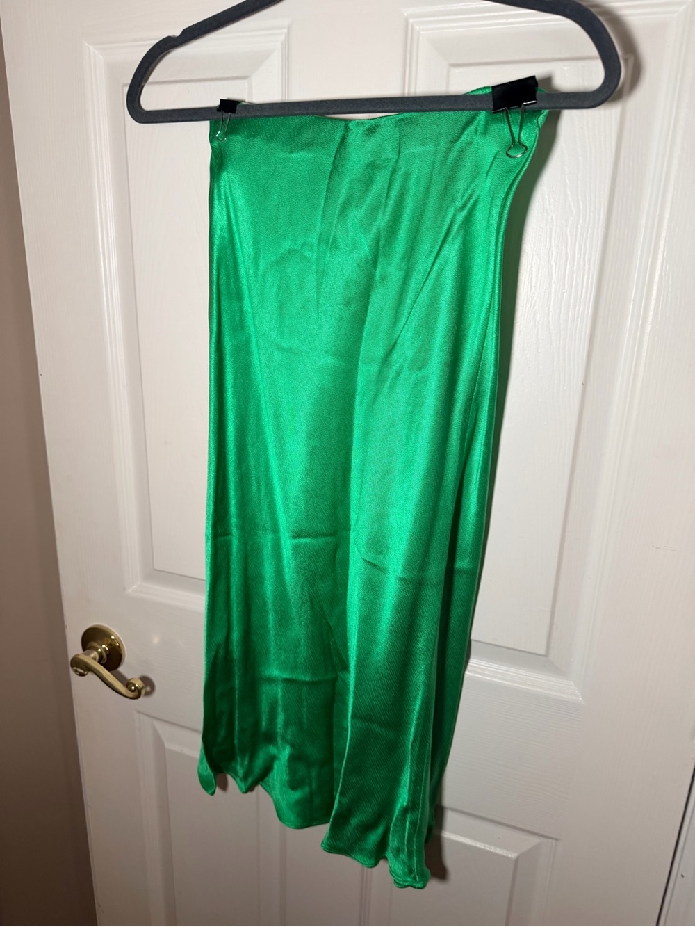 bec + bridge Emerald Green Satin Midi Skirt